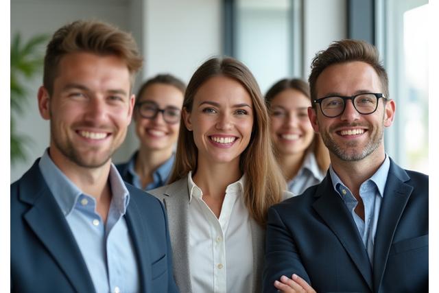 VitaCurrent Sacramento team smiling in modern office, ready to assist clients with wellness inquiries.