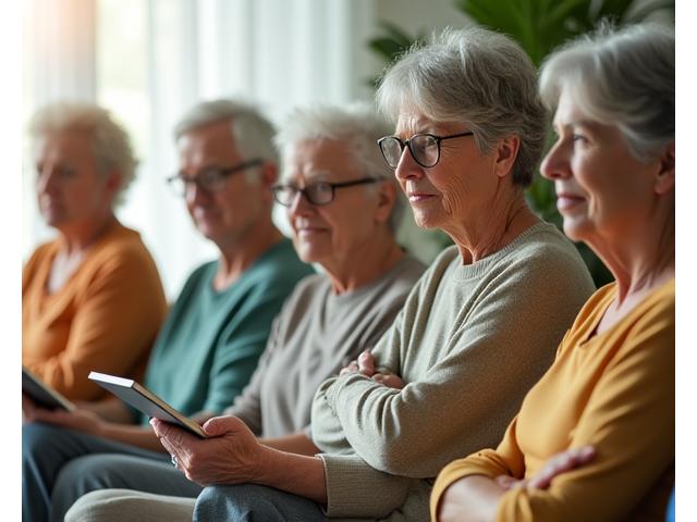 A diverse group of adults over 35 reading, smiling, and engaged in healthy activities, with subtle digital overlays indicating data and insights, representing expert-backed daily wellness insights.